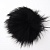 Натуральный меховой помпон с кнопкой 12 см чёрный