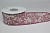 Лента лён с цветочным орнаментом 4 см 10 ярдов розовая